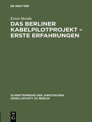 cover image of Das Berliner Kabelpilotprojekt – erste Erfahrungen